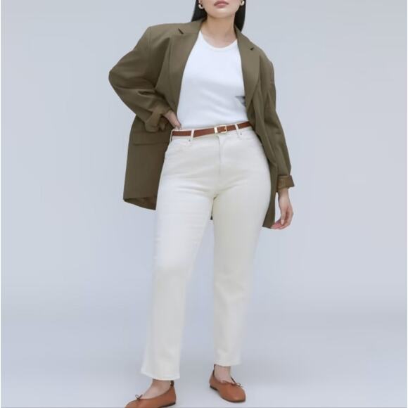 NEW Everlane The Curvy Cheeky High Waisted Straight Leg Jean White - Picture 2 of 11